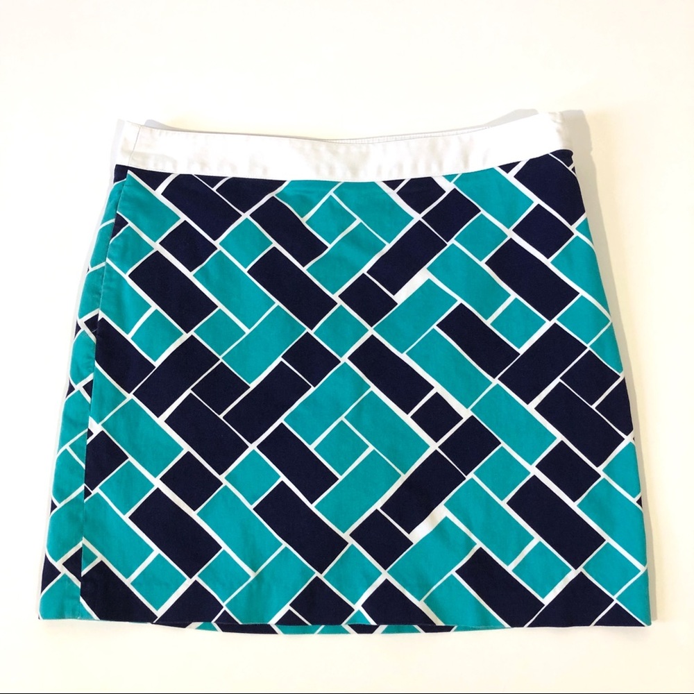 Greg Norman Navy & Teal Print Stretch Golf Skort - Picture 1 of 8